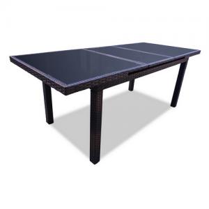 Раздвижной плетеный стол из ротанга MYKONOS 210 см (темный)
